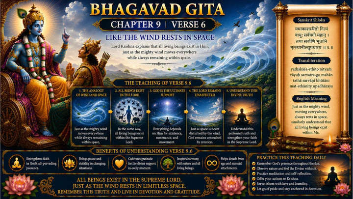Bhagavad Gita Chapter 9 Verse 6 Meaning in Hindi & English