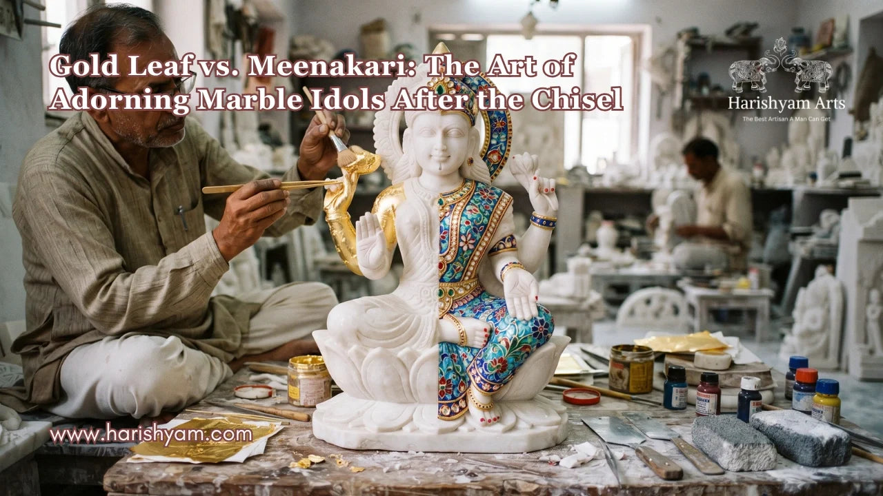 Gold Leaf vs. Meenakari: The Art of Adorning Marble Idols After the Chisel