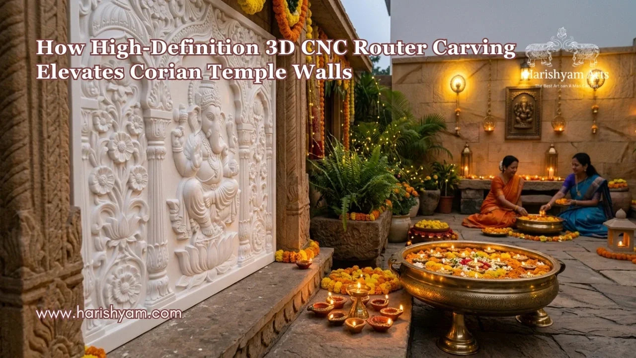 How High-Definition 3D CNC Router Carving Elevates Corian Temple Walls