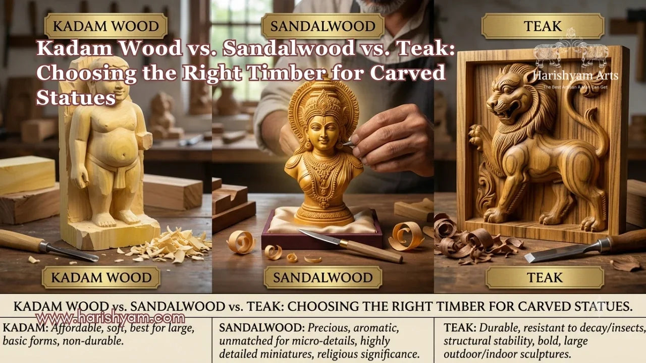 Kadam Wood vs. Sandalwood vs. Teak: Choosing the Right Timber for Carved Statues
