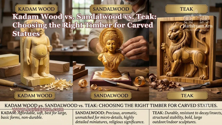 Kadam Wood vs. Sandalwood vs. Teak: Choosing the Right Timber for Carved Statues