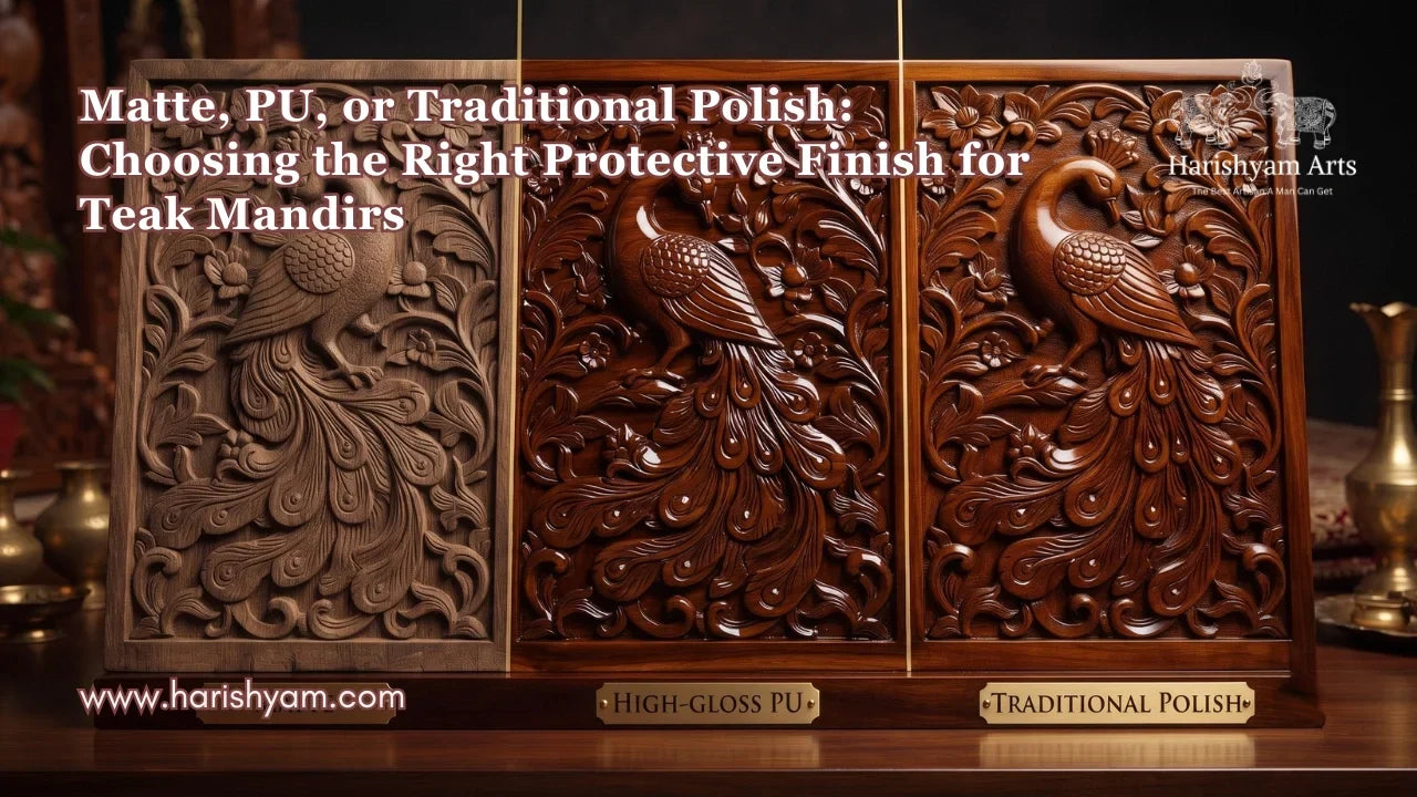 Matte, PU, or Traditional Polish: Choosing the Right Protective Finish for Teak Mandirs