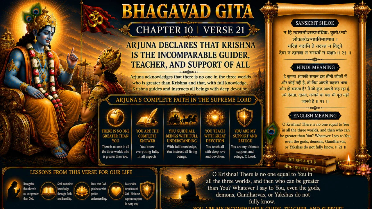 Bhagavad Gita Chapter 10 Verse 21 Meaning in Hindi & English
