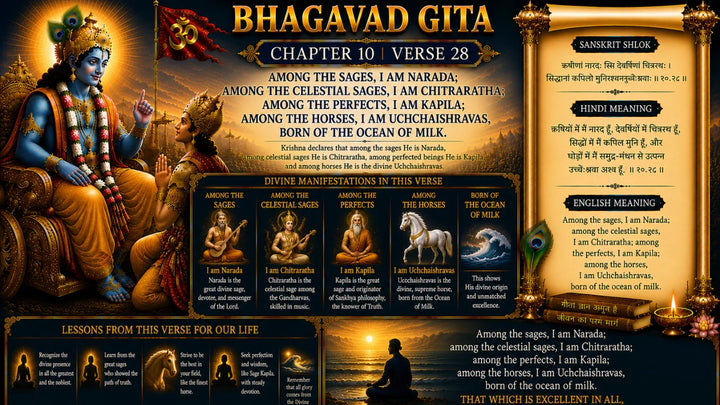 Bhagavad Gita Chapter 10 Verse 28 Meaning in Hindi & English