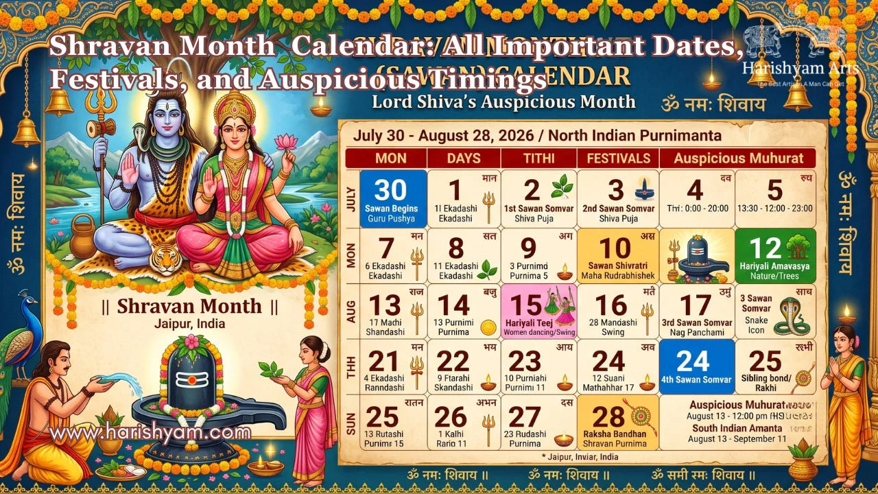 Shravan Month 2026 Calendar: All Important Dates, Festivals, and Auspicious Timings