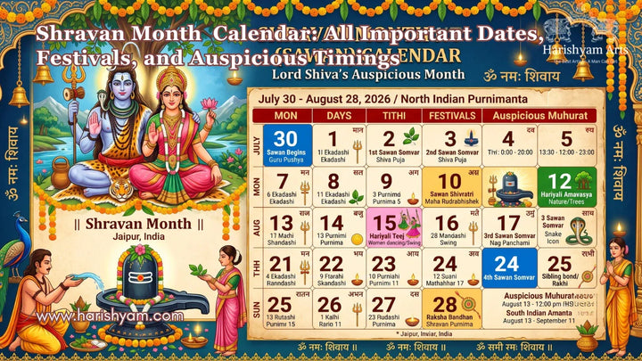 Shravan Month 2026 Calendar: All Important Dates, Festivals, and Auspicious Timings