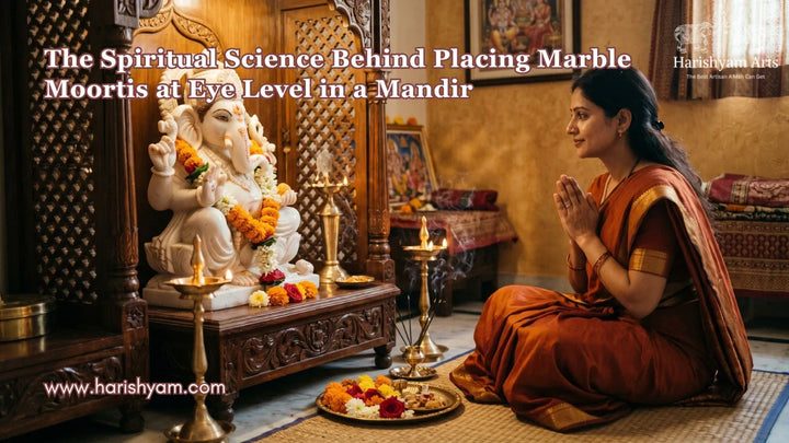The Spiritual Science Behind Placing Marble Moortis at Eye Level in a Mandir