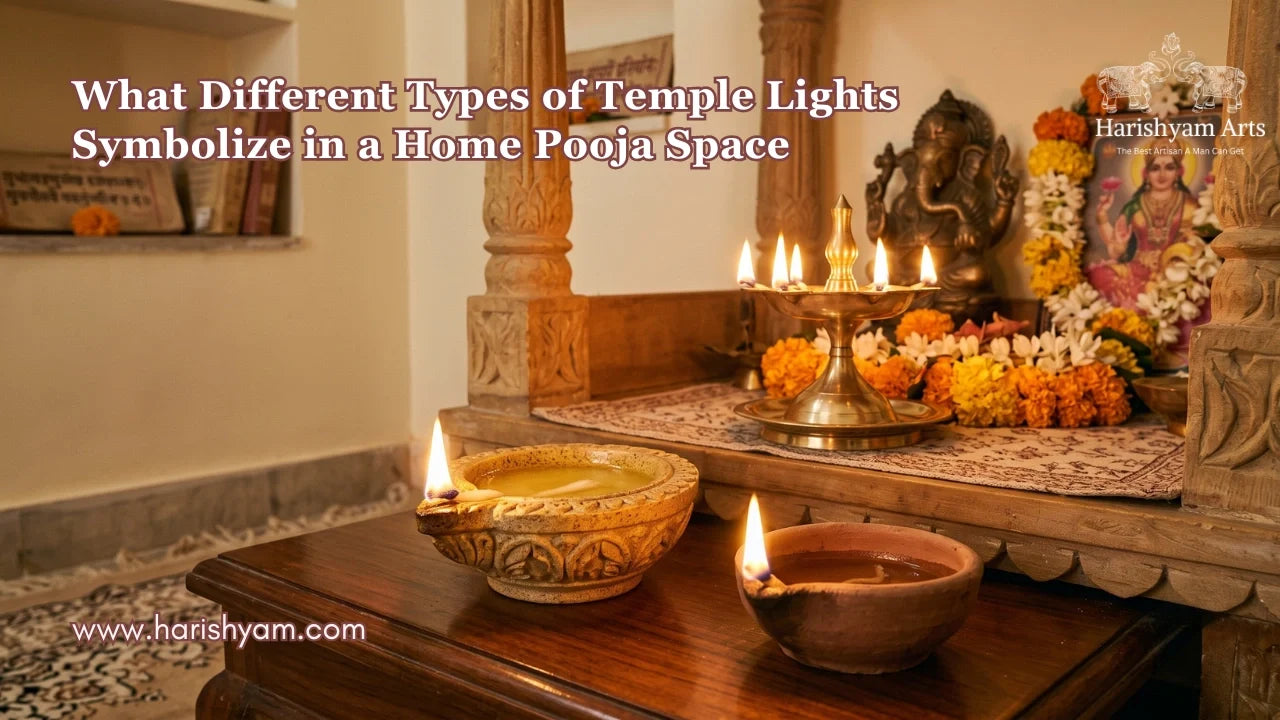 What Different Types of Temple Lights Symbolize in a Home Pooja Space