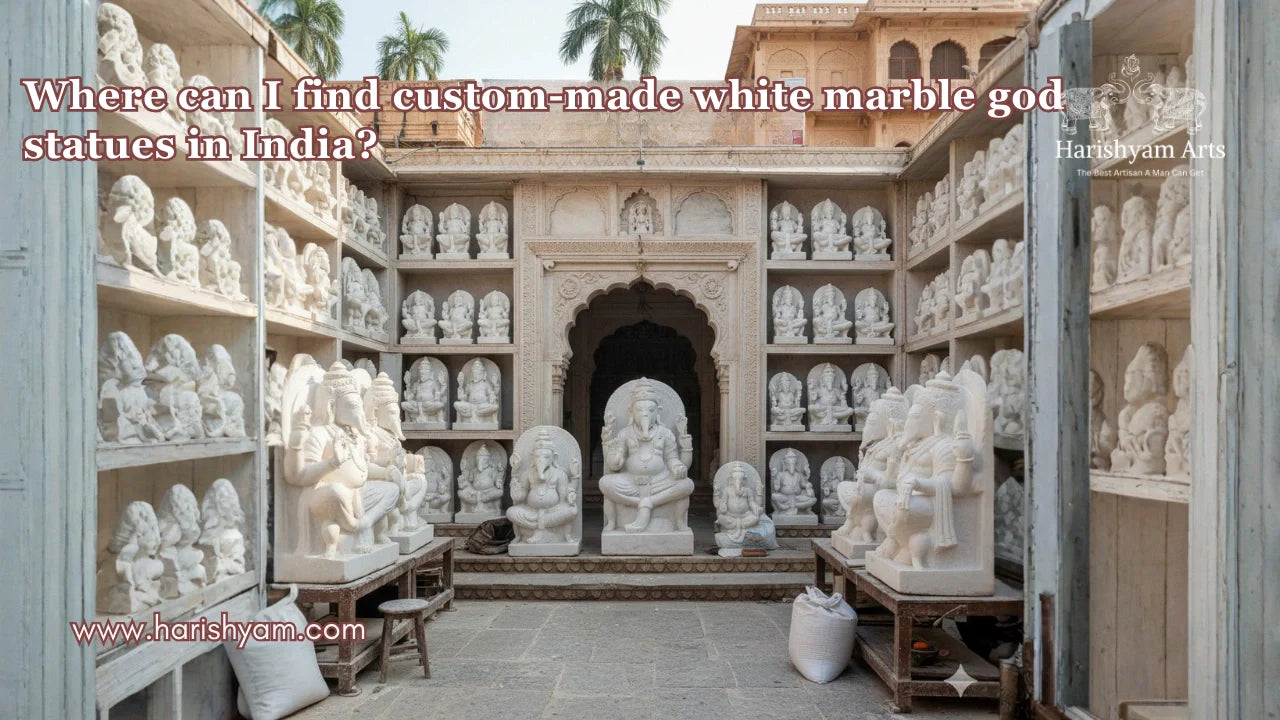 Where can I find custom-made white marble god statues in India?