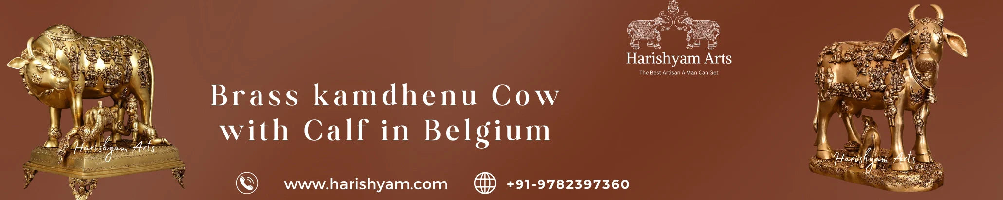 Buy Brass kamdhenu Cow with Calf in Belgium
