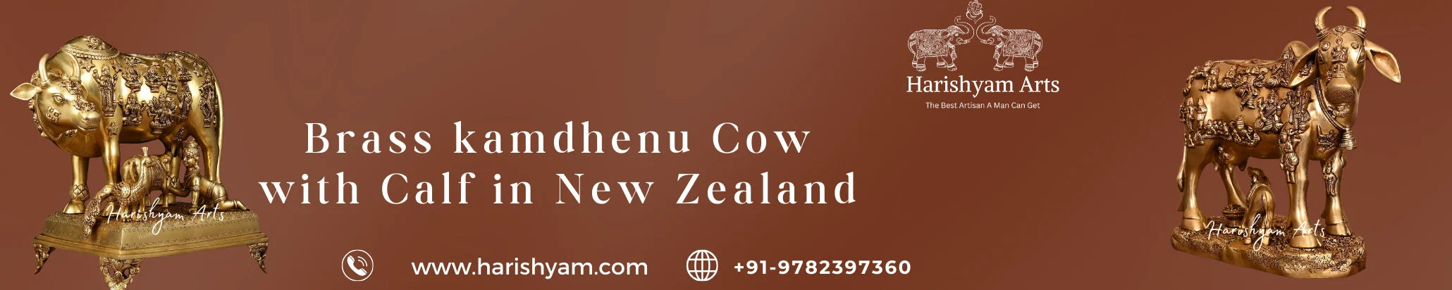 Buy Brass kamdhenu Cow with Calf in New Zealand