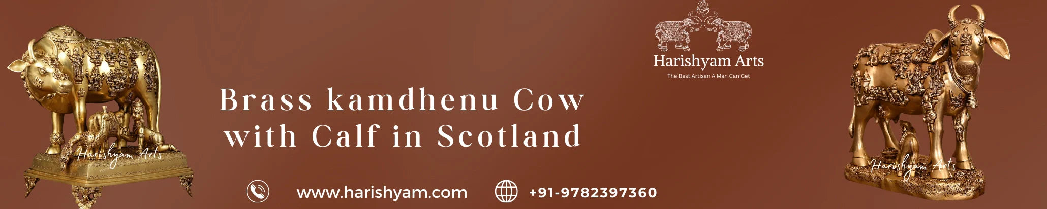 Buy Brass kamdhenu Cow with Calf in Scotland