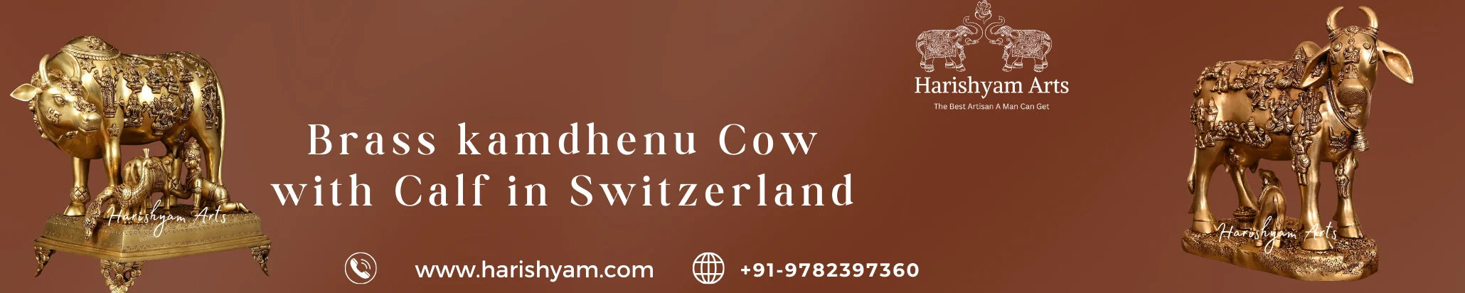 Buy Brass kamdhenu Cow with Calf in Switzerland