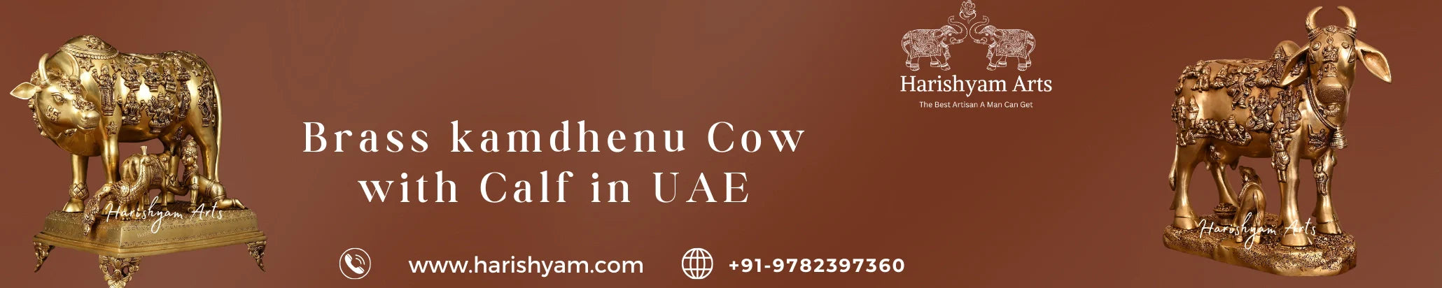 Buy Brass kamdhenu Cow with Calf in UAE