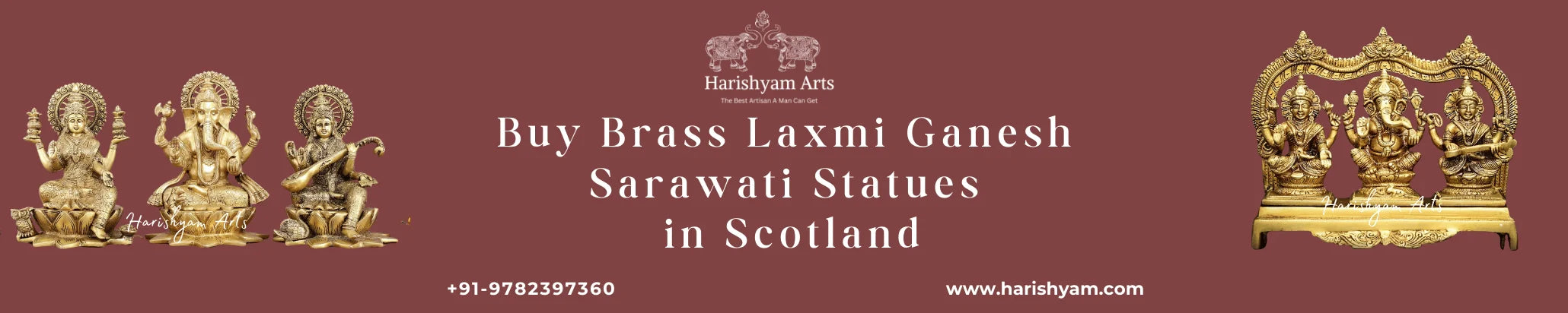 Buy Brass Laxmi Ganesh Sarawati statue in Scotland