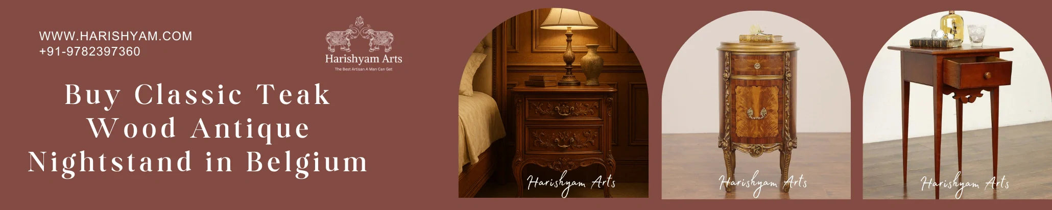 Buy Classic Teak Wood Antique Nightstand in Belgium