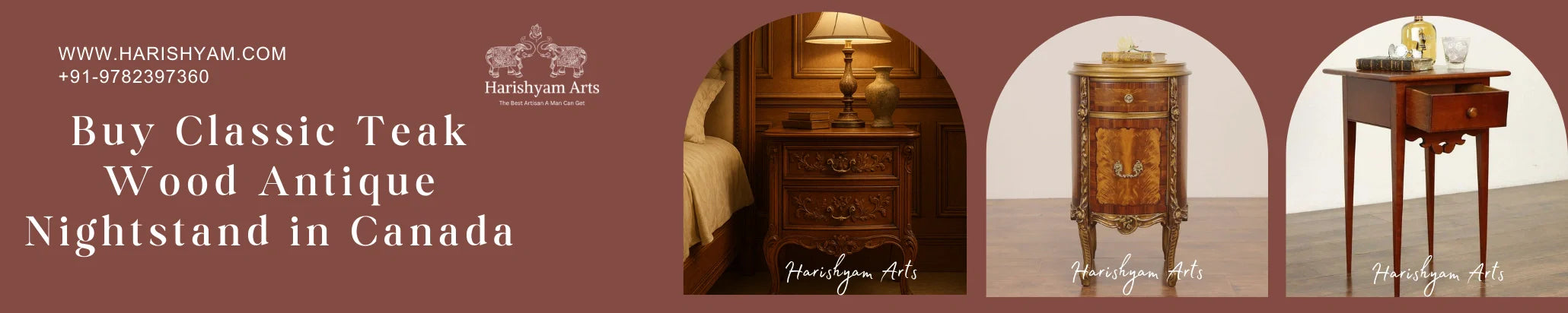 Buy Classic Teak Wood Antique Nightstand in Canada