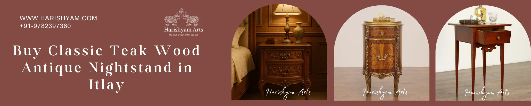 Buy Classic Teak Wood Antique Nightstand in Itlay