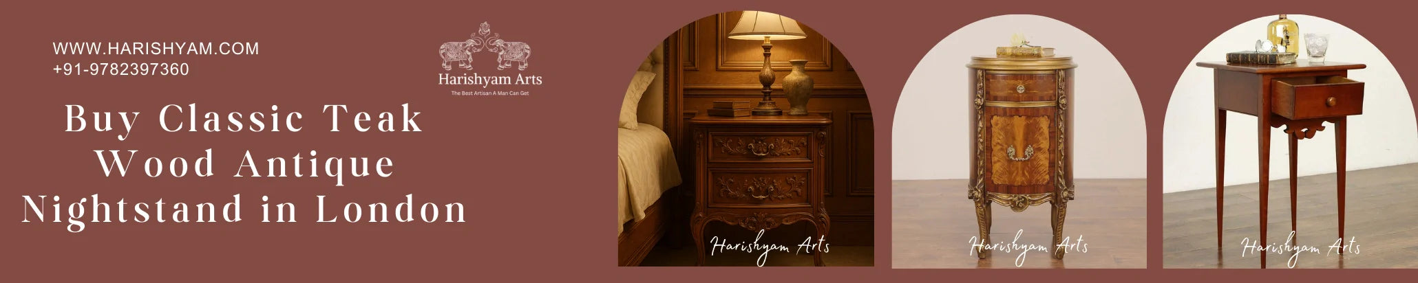 Buy Classic Teak Wood Antique Nightstand in London