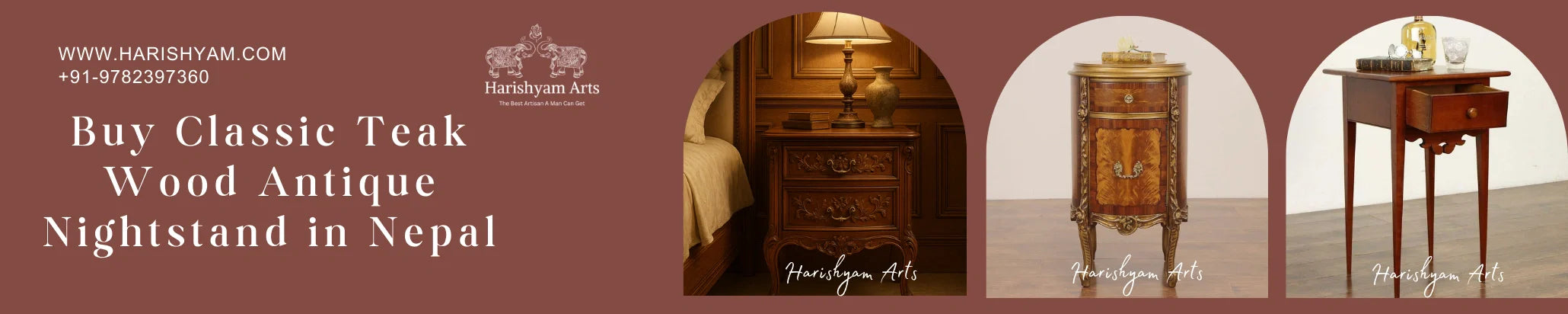 Buy Classic Teak Wood Antique Nightstand in Nepal