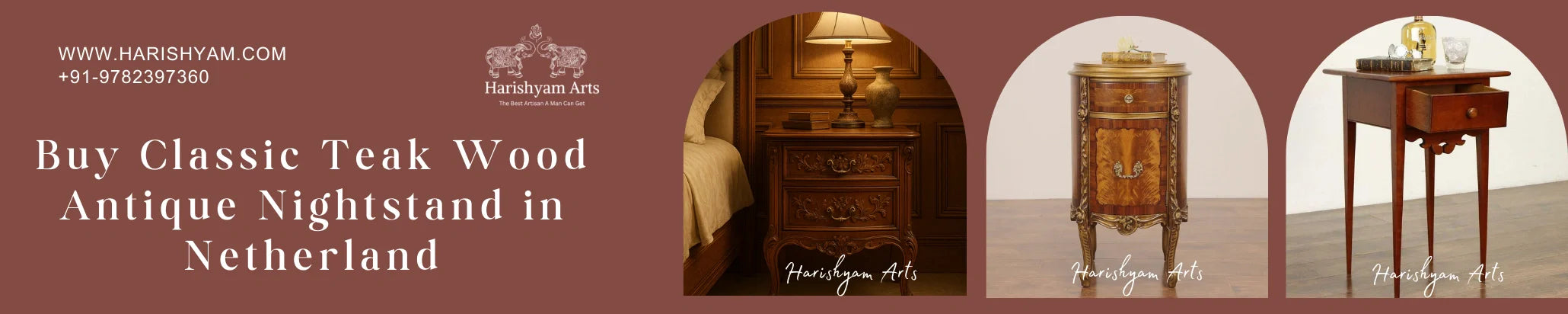 Buy Classic Teak Wood Antique Nightstand in Netherland
