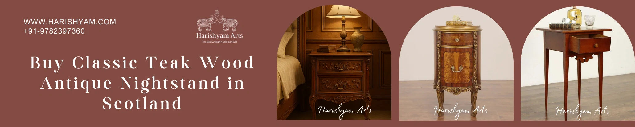Buy Classic Teak Wood Antique Nightstand in Scotland