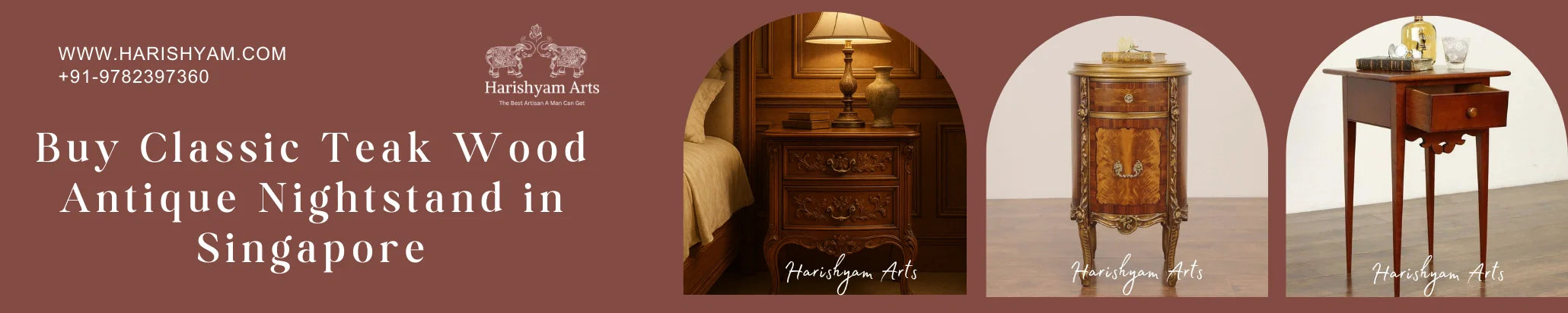 Buy Classic Teak Wood Antique Nightstand in Singapore