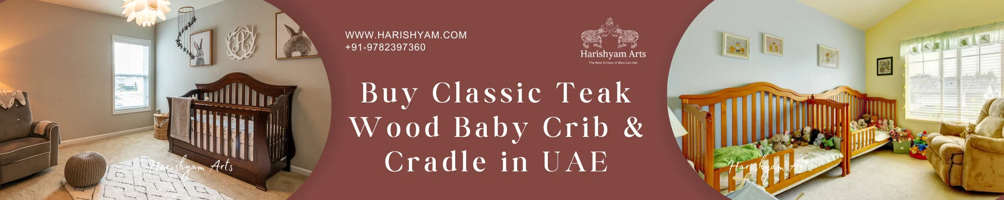 Buy Classic Teak Wood Baby Crib & Cradle in UAE