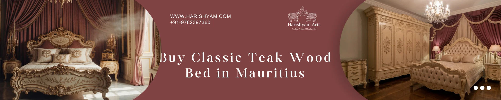 Buy Classic Teak Wood Bed in Mauritius