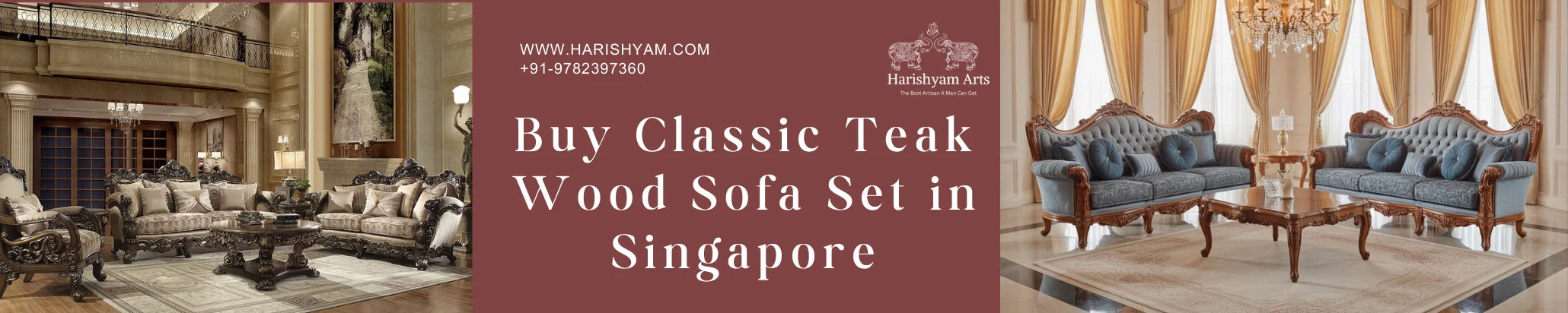 Buy Classic Teak Wood Sofa Set in Singapore