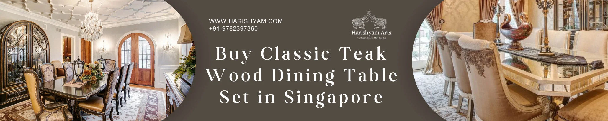 Buy Classic Teak Wood Dining Table Set in Singapore