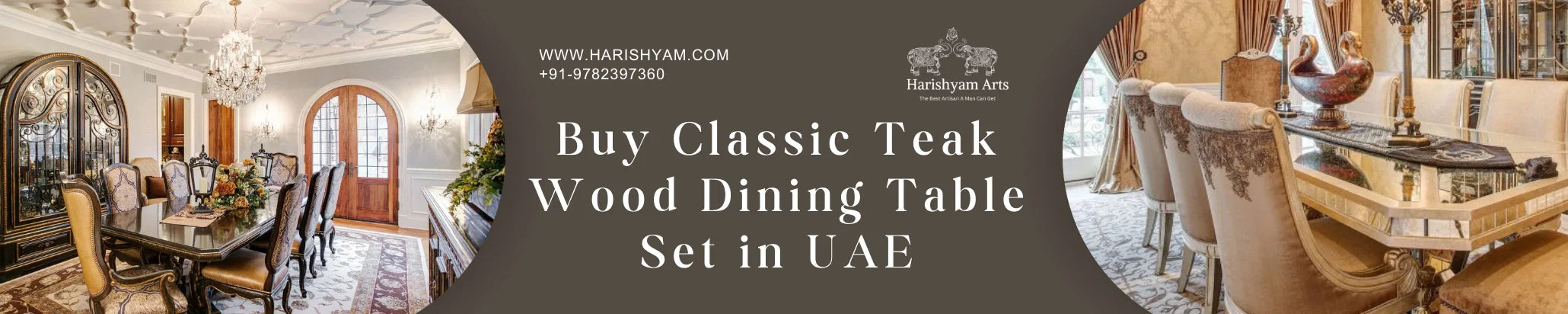 Buy Classic Teak Wood Dining Table Set in UAE