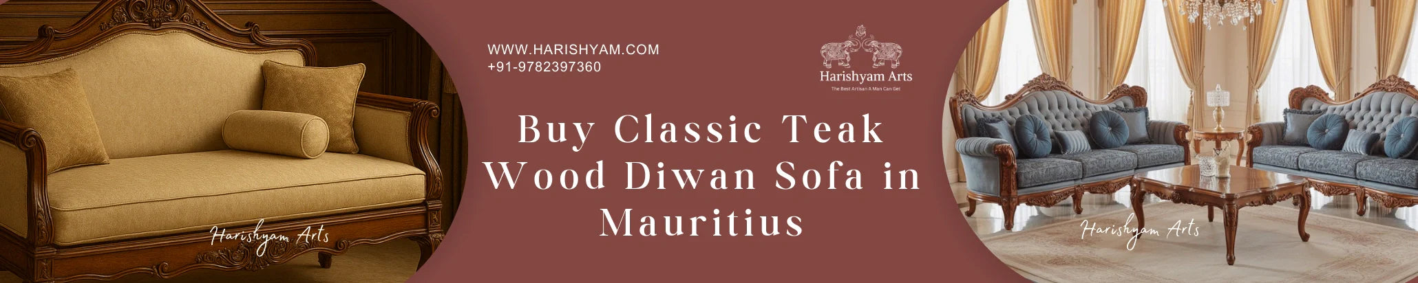 Buy Classic Teak Wood Diwan Sofa in Mauritius