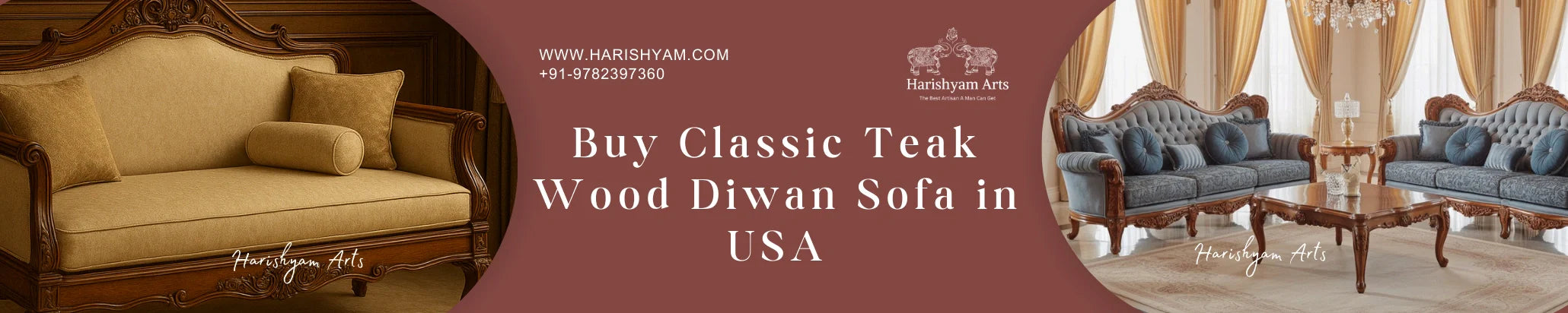 Buy Classic Teak Wood Diwan Sofa in USA