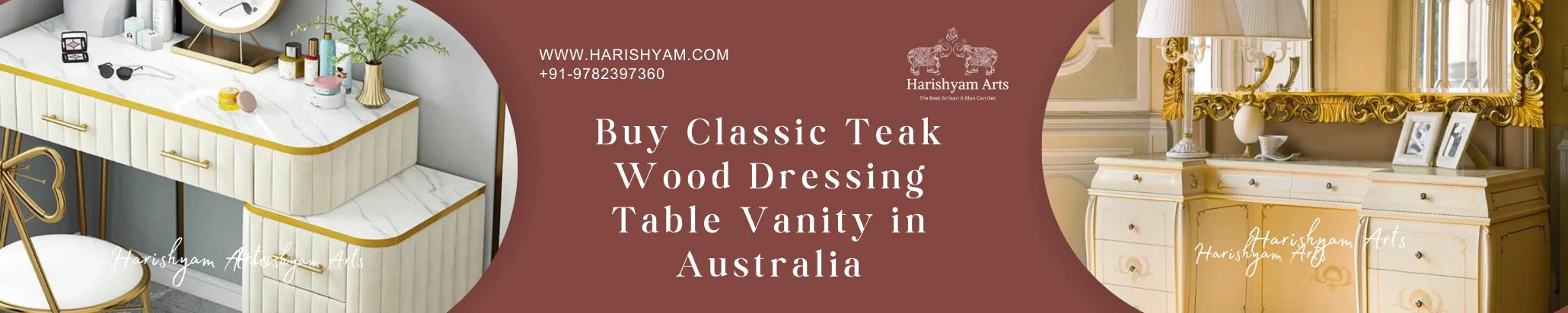 Buy Classic Teak Wood Dressing Table Vanity in Australia