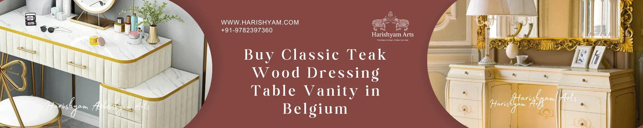 Buy Classic Teak Wood Dressing Table Vanity in Belgium