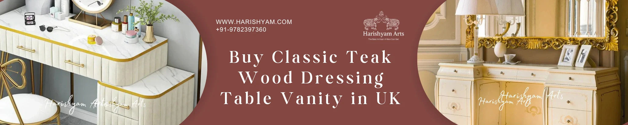 Buy Classic Teak Wood Dressing Table Vanity in UK