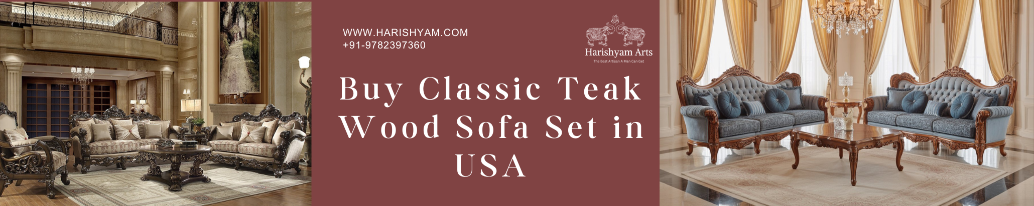 Buy Classic Teak Wood Sofa Set in USA