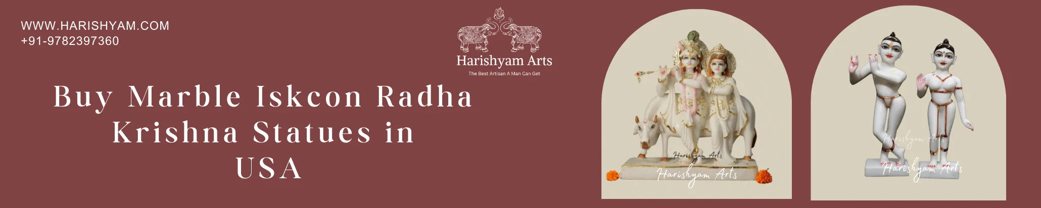 Buy Marble Iskcon Radha Krishna Statues in USA