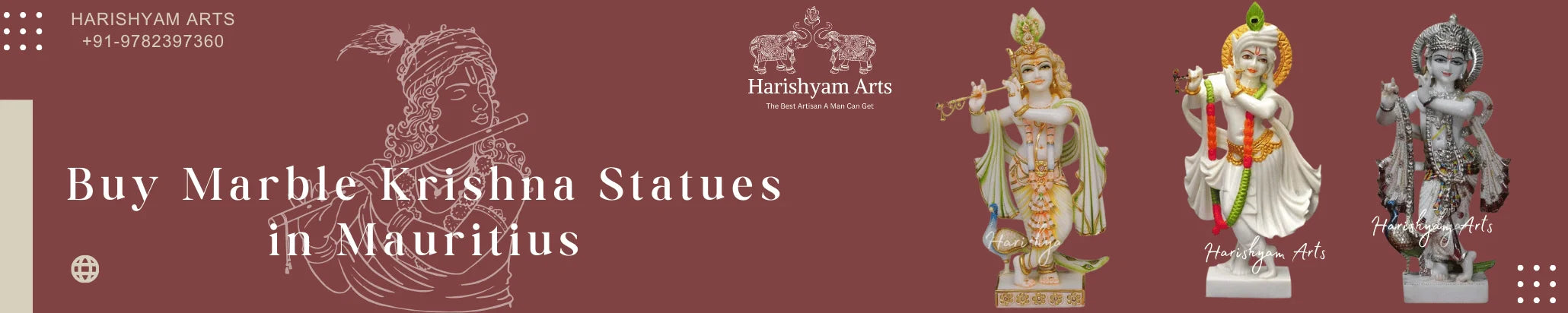 Buy Marble Krishna statues in Mauritius