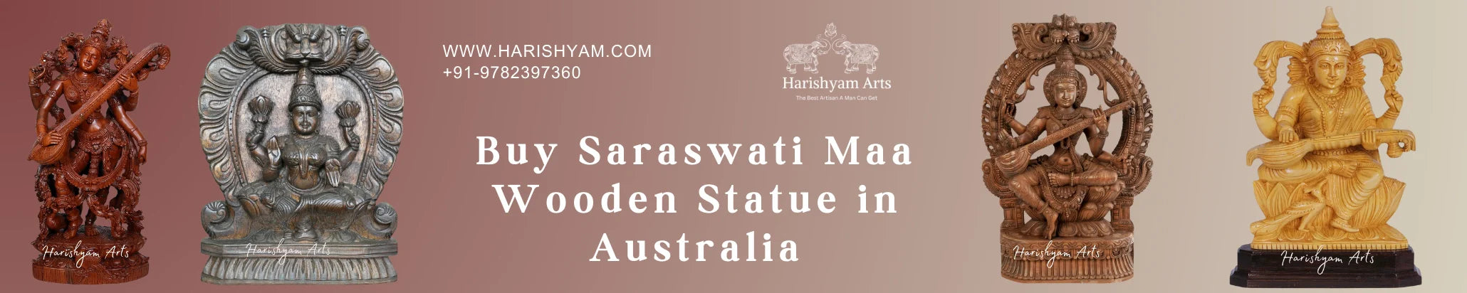 Buy Saraswati Maa Wooden Statue in Australia
