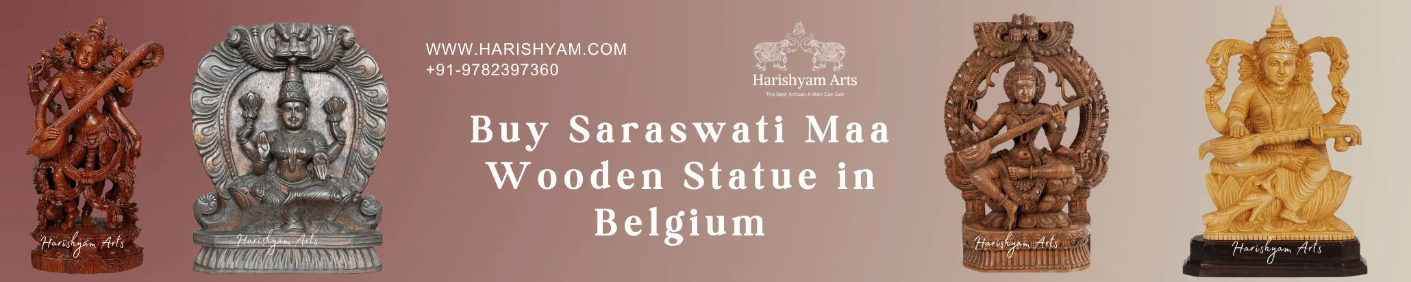 Buy Saraswati Maa Wooden Statue in Belgium