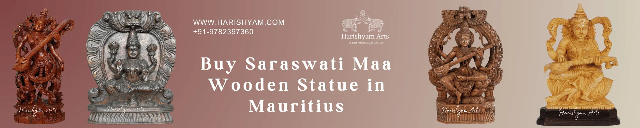 Buy Saraswati Maa Wooden Statue in Mauritius