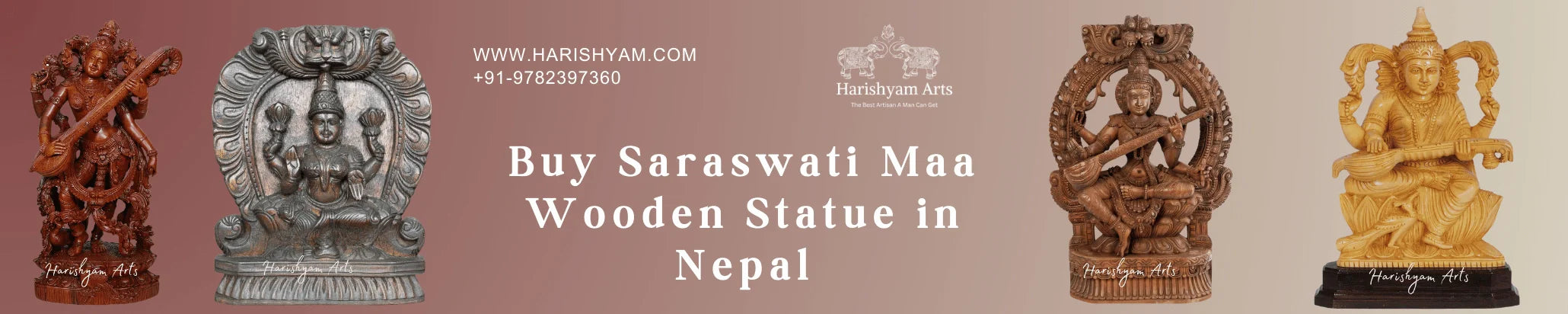 Buy Saraswati Maa Wooden Statue in Nepal