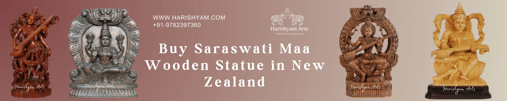 Buy Saraswati Maa Wooden Statue in New Zealand