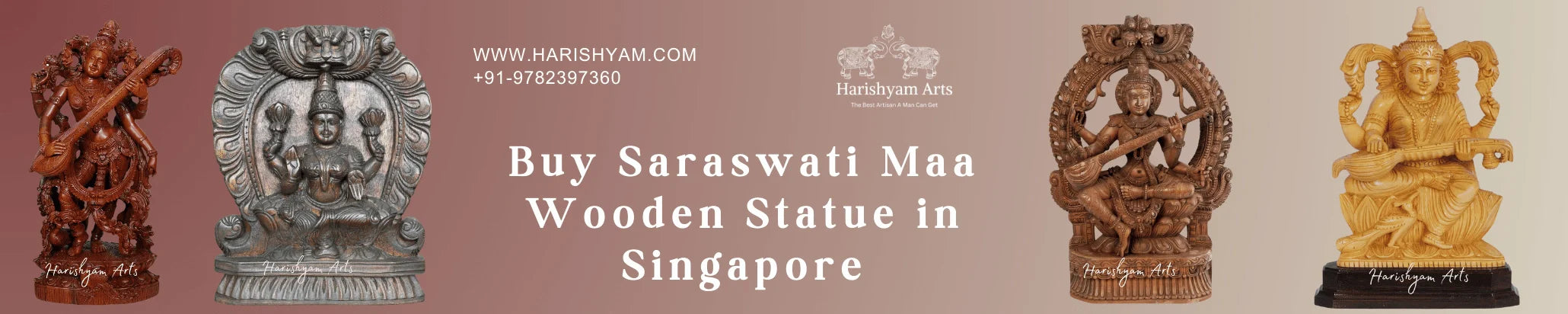 Buy Saraswati Maa Wooden Statue in Singapore