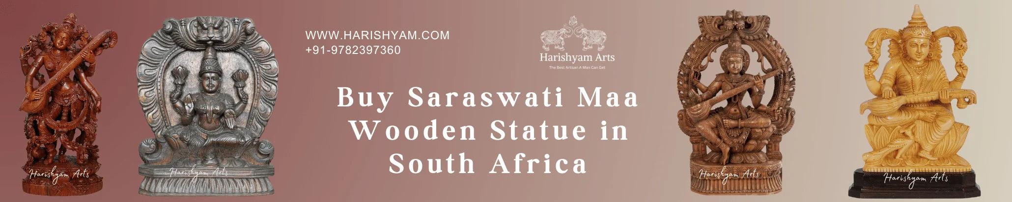 Buy Saraswati Maa Wooden Statue in South Africa
