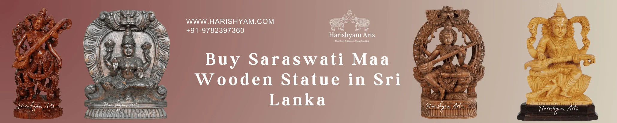 Buy Saraswati Maa Wooden Statue in Sri Lanka