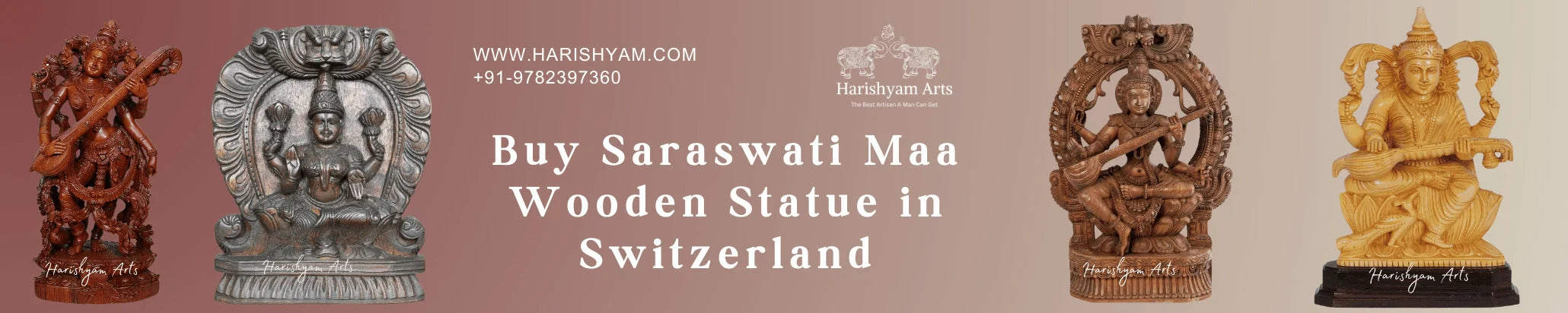 Buy Saraswati Maa Wooden Statue in Switzerland
