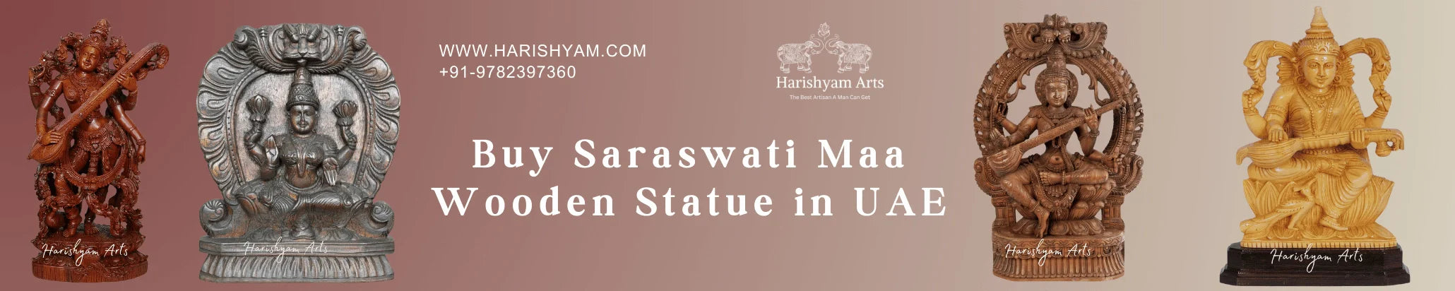 Buy Saraswati Maa Wooden Statue in UAE